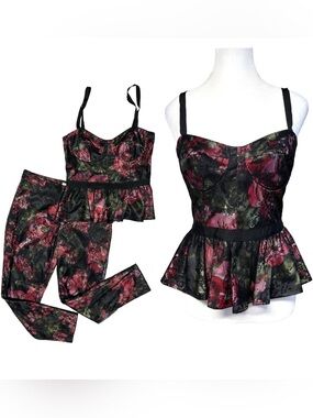 Marchesa Pearl Georgina Chapman Floral Bustier and Pants Set Floral Lace Small*